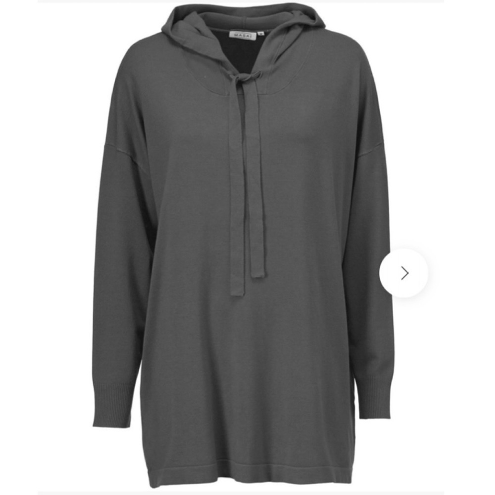 NWT Masai Floris Top Jumper Long Sleeve Hood Grey Knit Soft Straight Loose Comfy